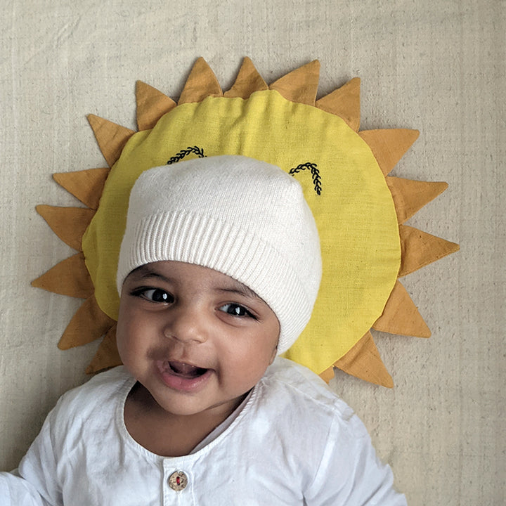 Sun Shape Pillow And Maracas Toy | Hand-Crafted | Newborn Baby Gift Set
