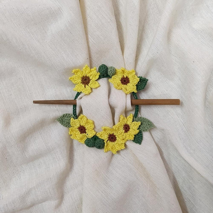 Sunflower Crochet Hair Tie | Hand-crafted | Cotton | Yellow and Green