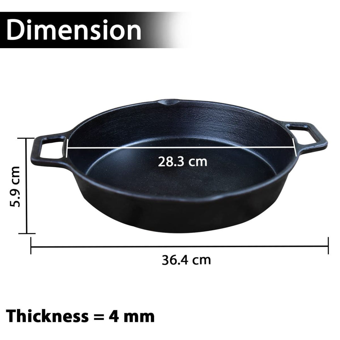 11" Double Handle Skillet | For Frying & Sautéing | Cast Iron | Chemical Free Coating