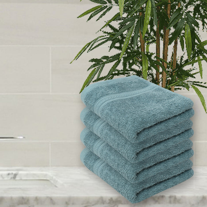 Cadet Blue Face Towel | Super Soft Bamboo | Water Absorbent | Pack of 4