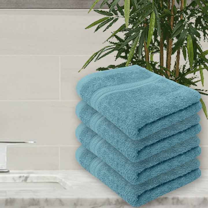 Face Towel | Bamboo Made | Soft And Absorbent | Blue Green Colour | Pack of 2 