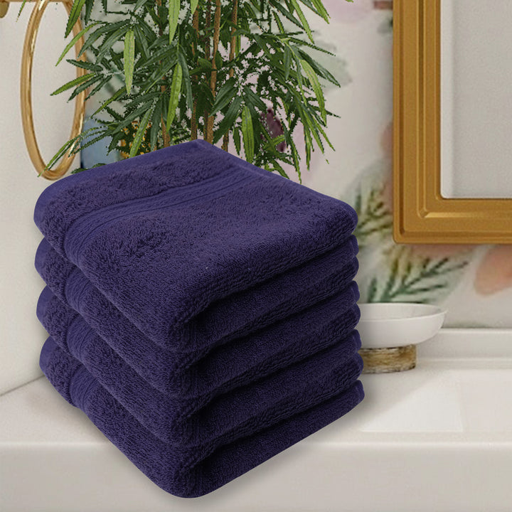 Navy Blue Face Towels | Made of Bamboo | Ultra Soft And Absorbent | Pack of 4