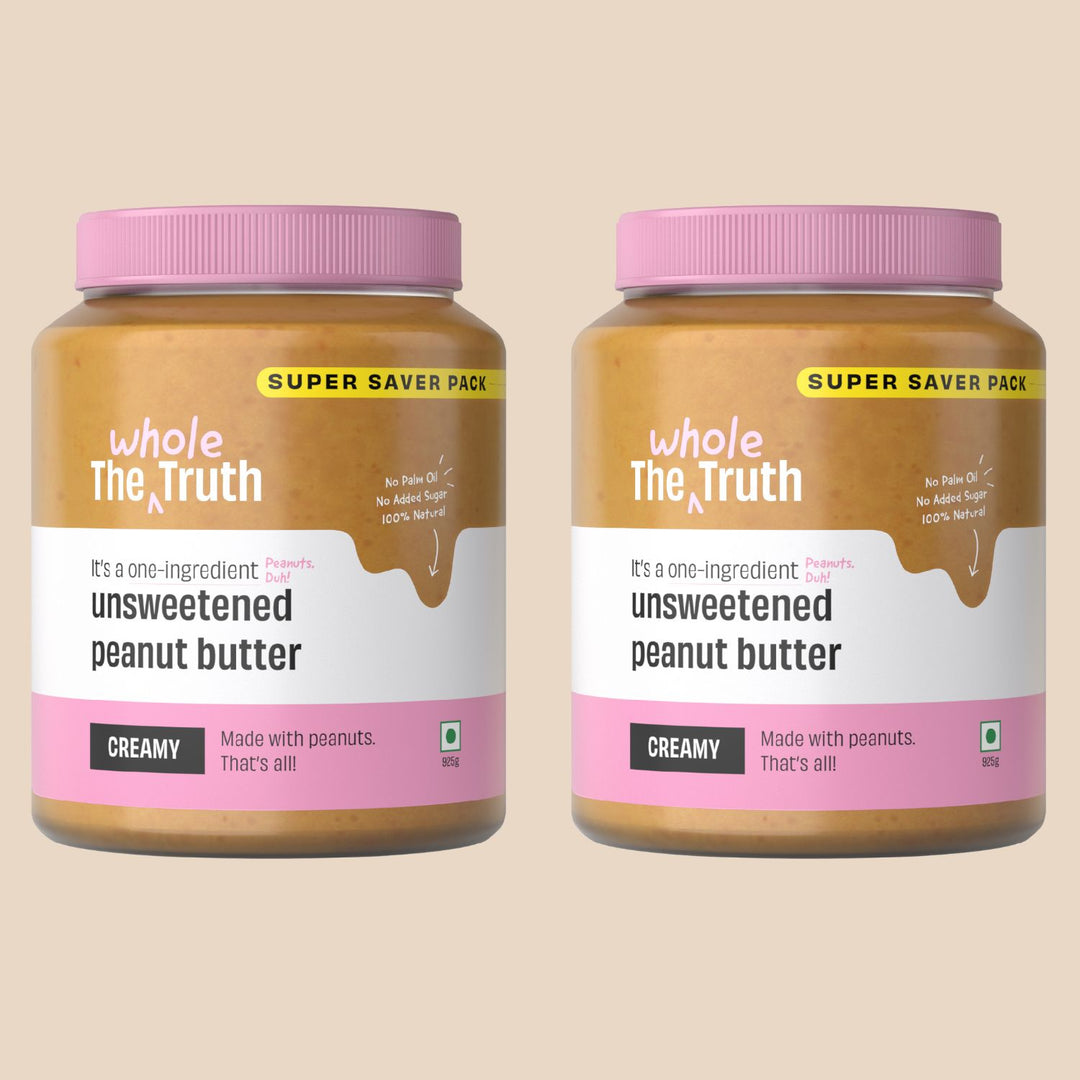 Creamy Unsweetened Peanut Butter | Vegan-Gluten Free-No Preservatives-No Palm Oil | Pack of 2