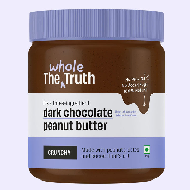 Dark Chocolate Peanut Butter | Crunchy | No Added Sugar | No Artificial Sweeteners | Vegan | Gluten Free | No Preservatives | 100% Natural