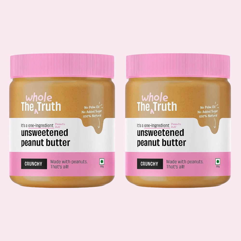 Crunchy No Added Sugar Peanut Butter | No Palm Oil-Salt-Gluten | Jars of 2