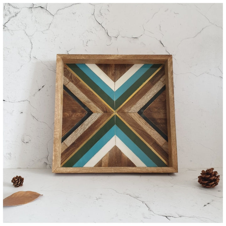 Rustic Square Serving Tray | Mango Wood | Elegant Dining Decor | 12 Inches