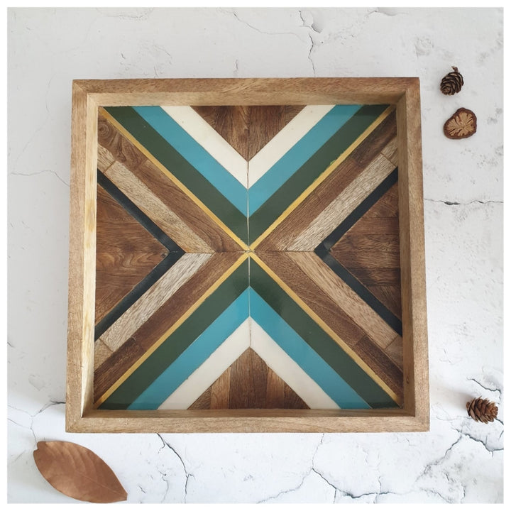 Rustic Square Serving Tray | Mango Wood | Elegant Dining Decor | 12 Inches