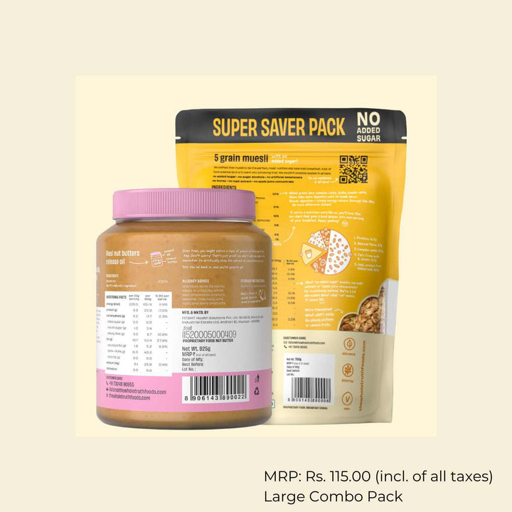 Supersaver Breakfast Pack | Unsweetened Peanut Butter + No Added Sugar Muesli