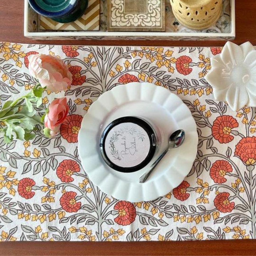 Table Runner | Elegant Design | Refreshing Rust | Floral Print | 14x72 Inches