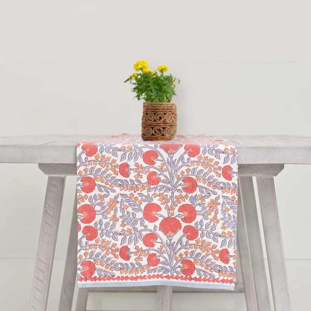 Table Runner | Elegant Design | Refreshing Rust | Floral Print | 14x72 Inches