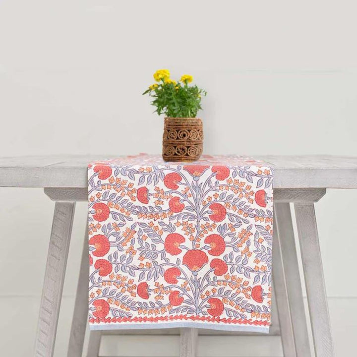 Table Runner | Elegant Design | Refreshing Rust | Floral Print | 14x72 Inches