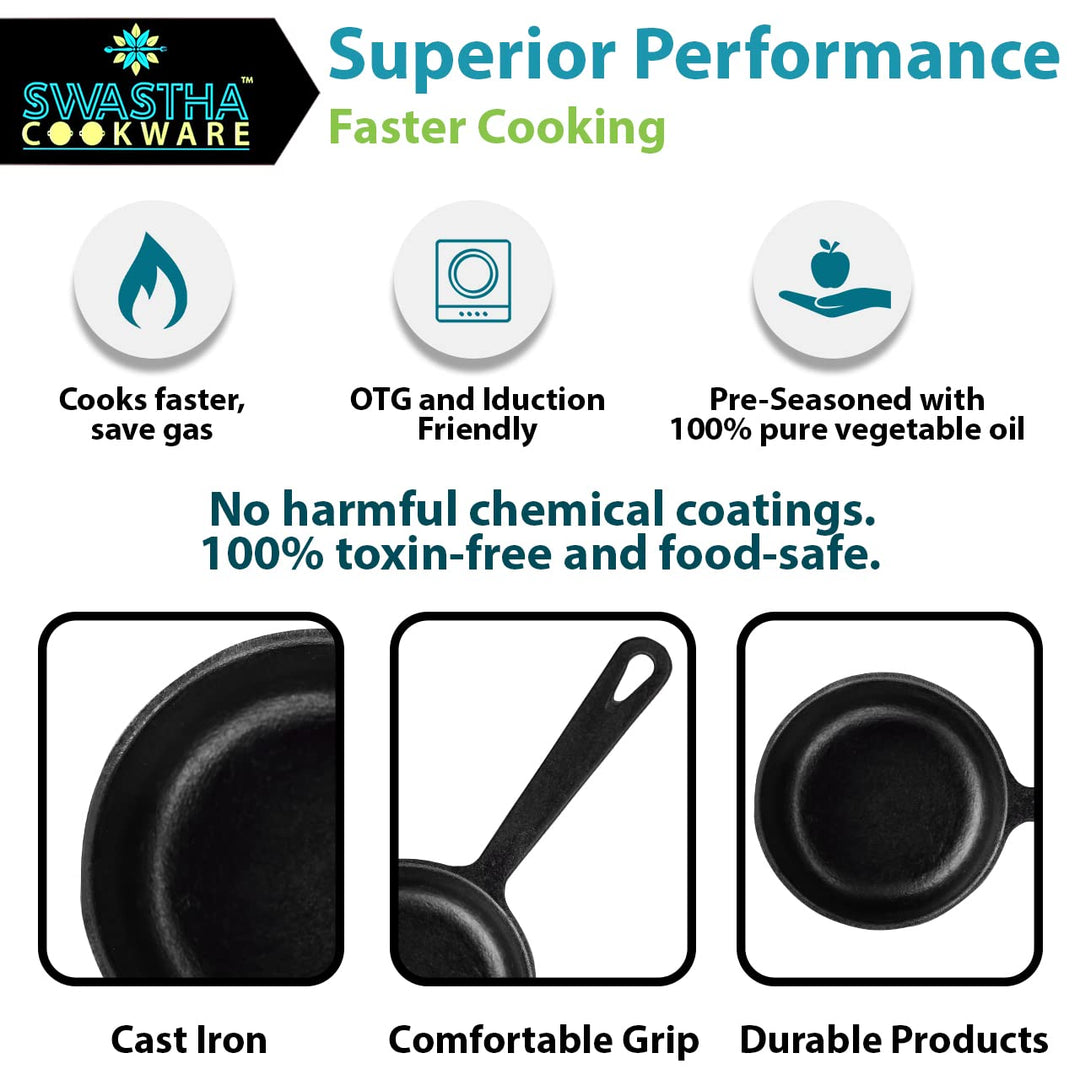 Tempering / Tadka Pan | Cast Iron | Chemical Free | Ready to Use | Round Shaped