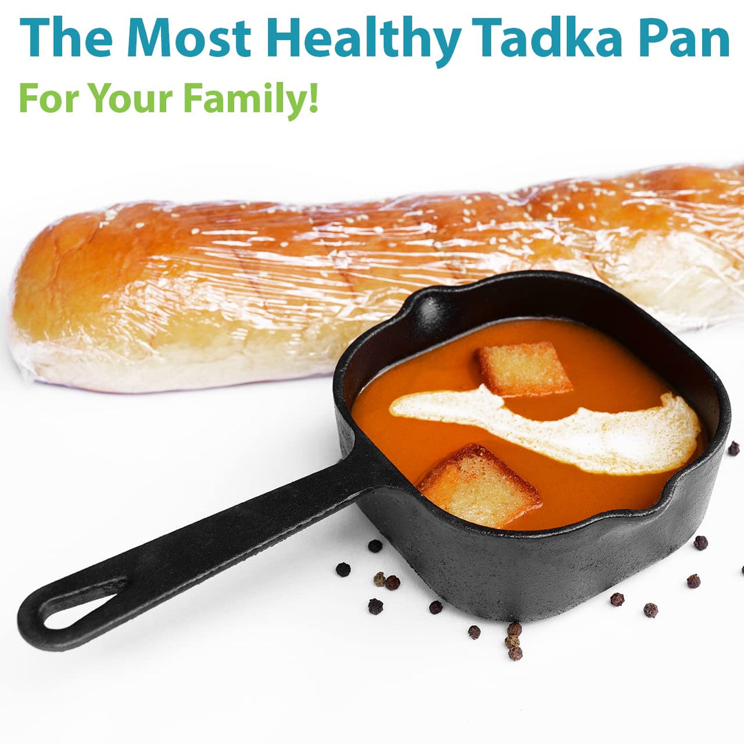 Tadka Pan | Cast Iron | Chemical Free Coating | Pre Seasoned with Oil | Square