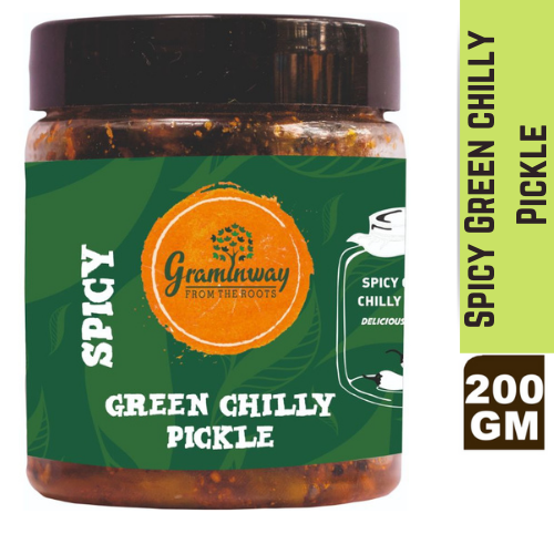 Spicy Green Chili Achar | Made in UP Style & Sourced from Patna | Bottle of 200 GM