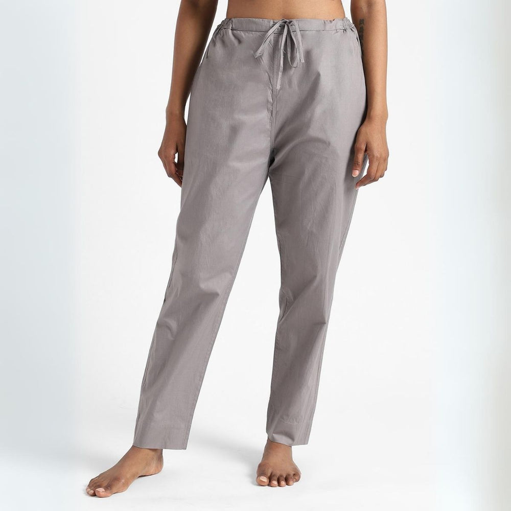 Taupe Slim Fit Pants For Women | Cotton | Everyday Wear