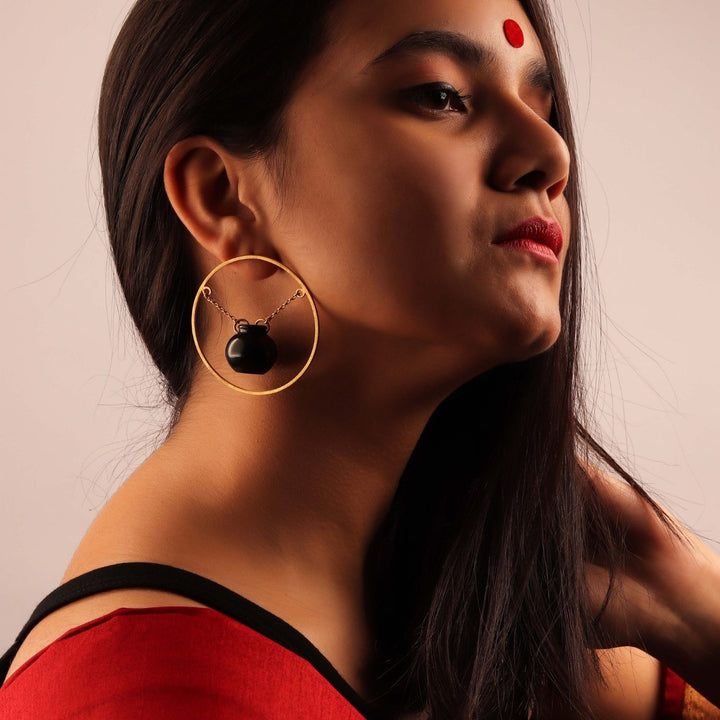 Terracotta Clay Earring | Gold Plated Brass | Hand-Crafted | Unique | Handi