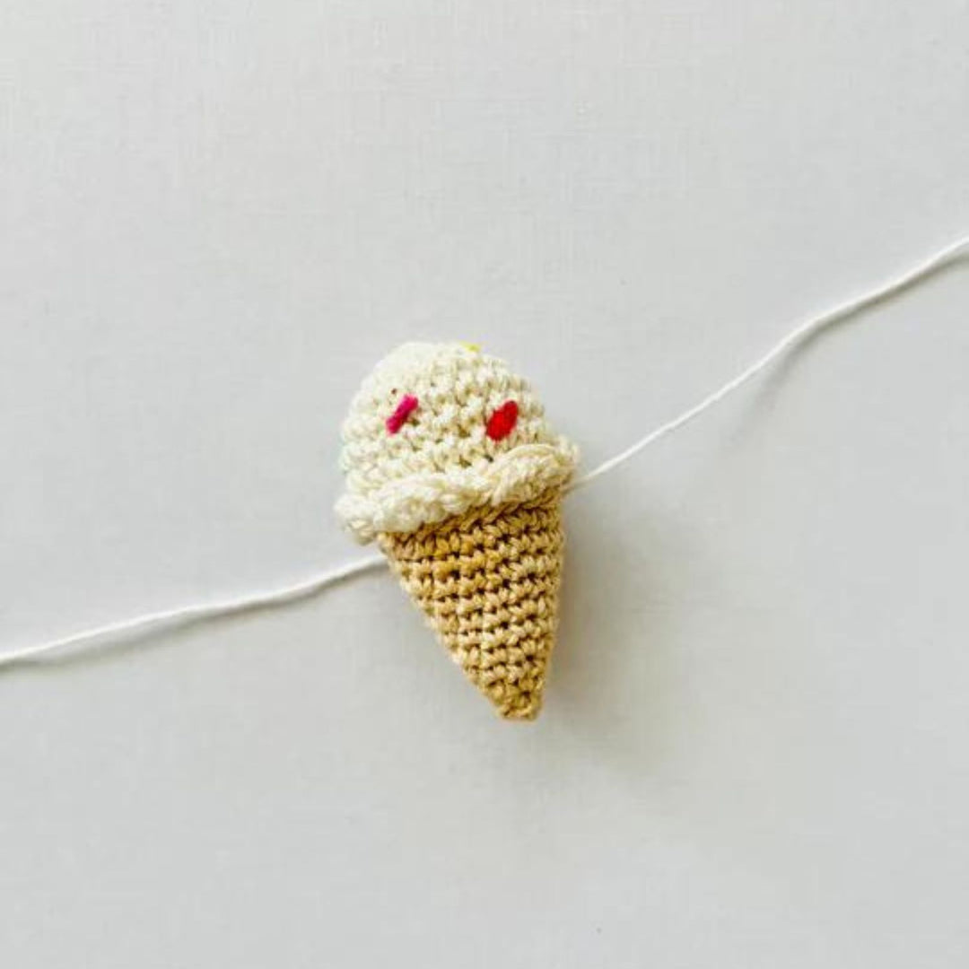 Vanilla Flavoured Icecream Crochet Rakhi | Cotton | Kids Hand-made Rakhis