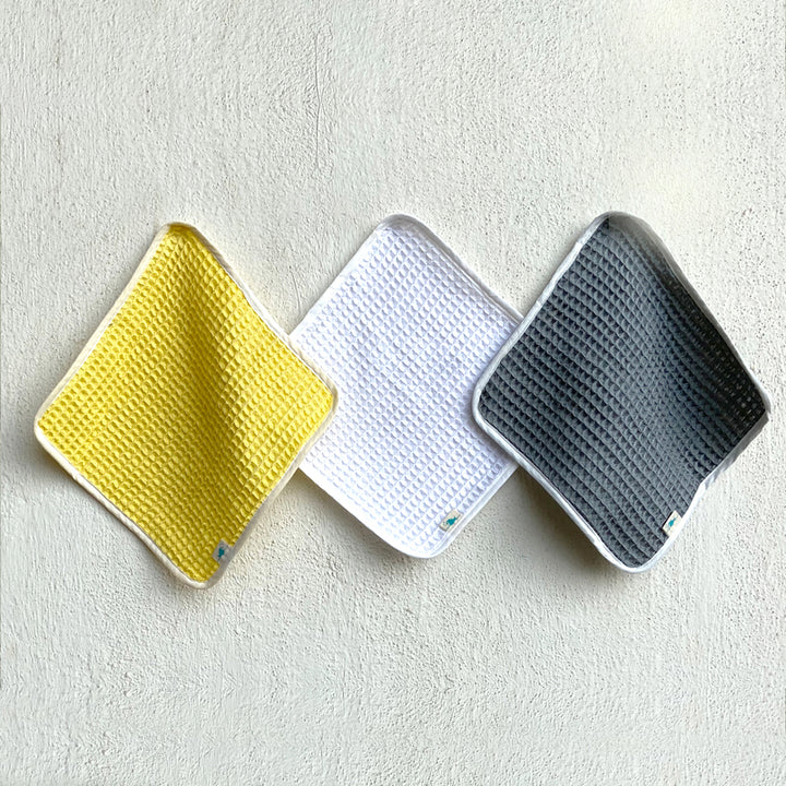 Waffle Washcloths For Kids | Hand-crafted in Cotton | Set Of 3