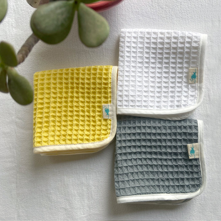Waffle Washcloths For Kids | Hand-crafted in Cotton | Set Of 3