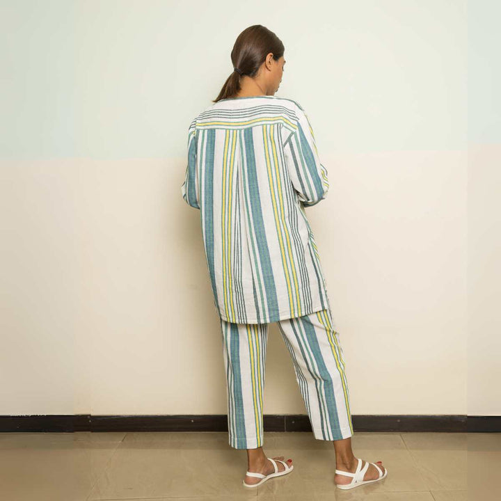 The Artist Striped Co-ord Set | Women | Oversized Shirt W/ Pants | Breathable Cotton