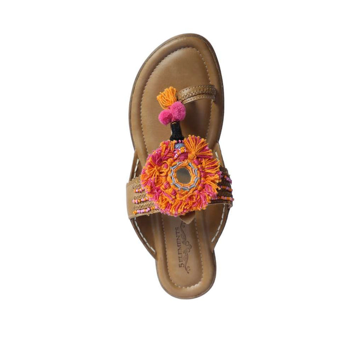 Women Kolhapuris | Red Orange Thread Embellished | Ethnic Wear