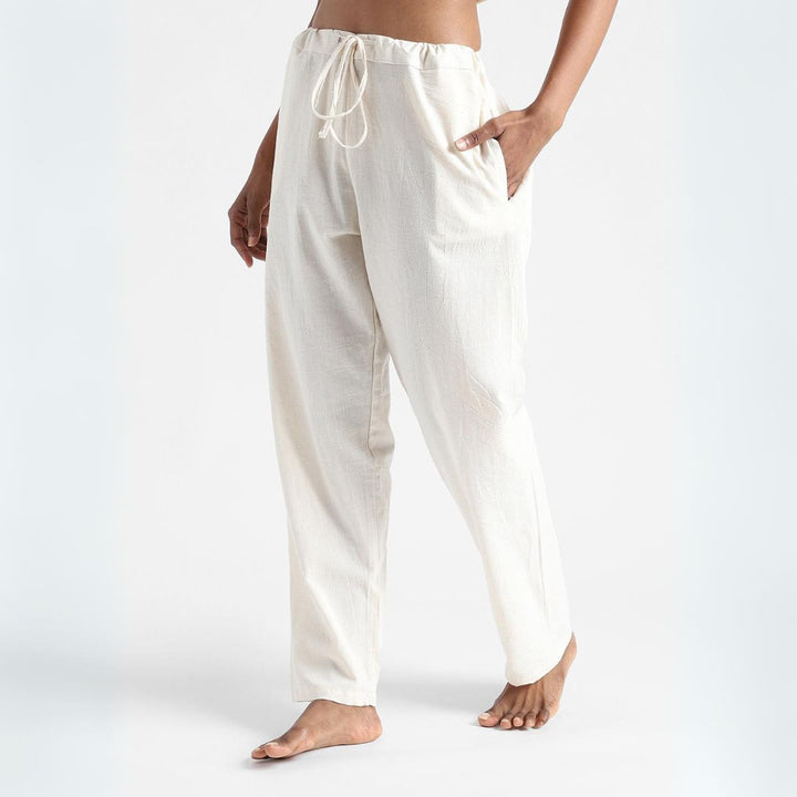 Women's Cotton Pants | Lightweight, Breathable & Relaxed Fit | White