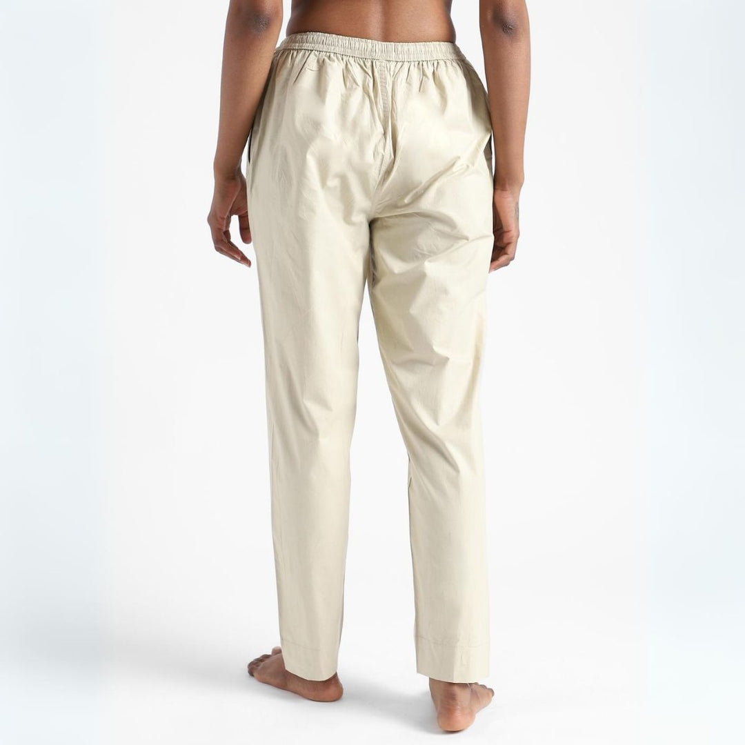 Women's Cotton Slim Fit Pants | Breathable Fabric | Cream