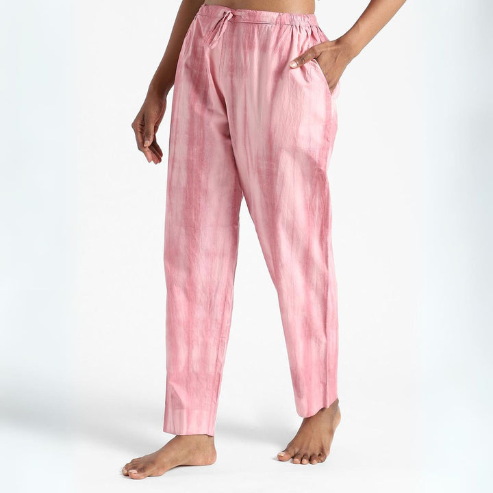 Women's Cotton Tie & Dye Slim Fit Pants | Summer Clothing | Sea Pink