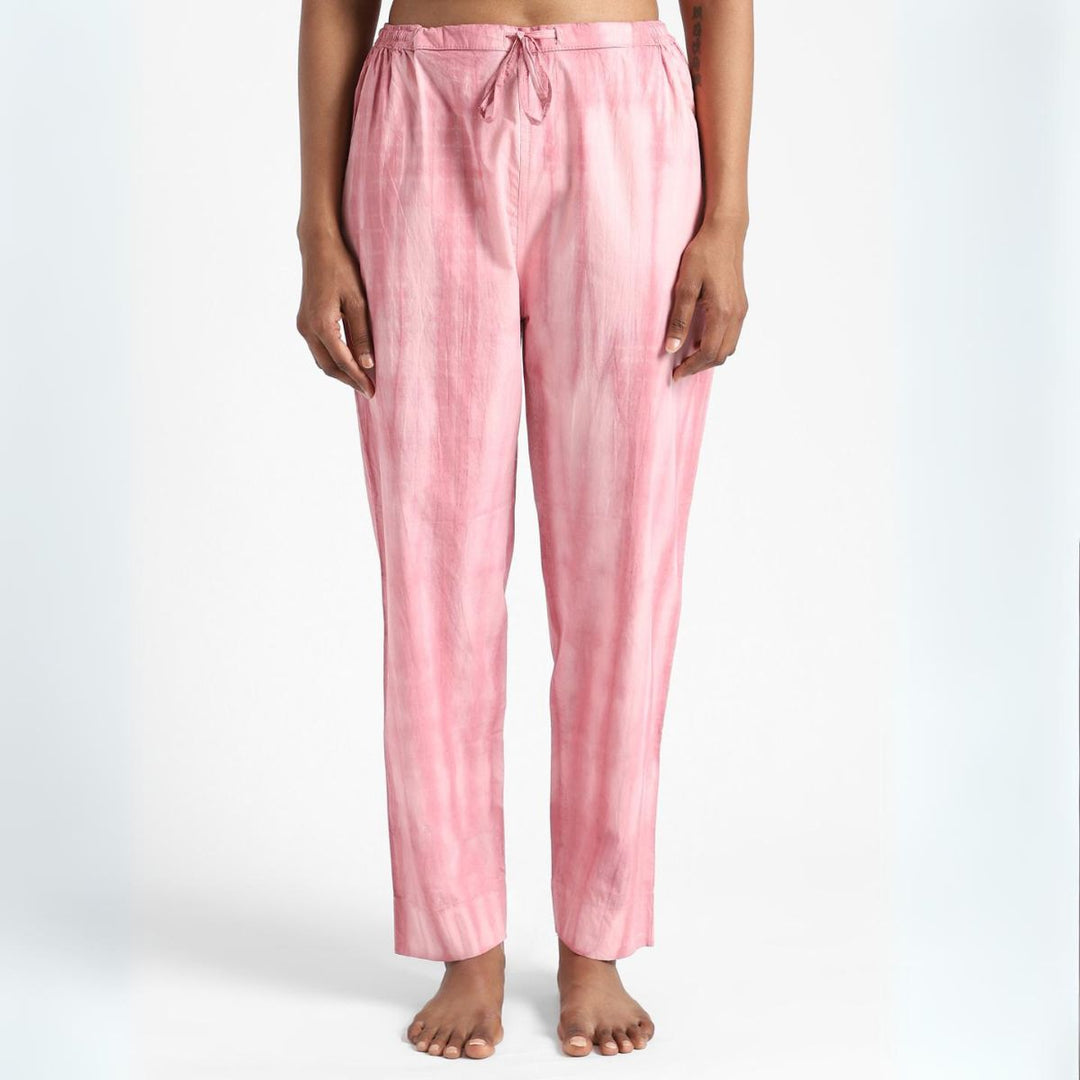 Women's Cotton Tie & Dye Slim Fit Pants | Summer Clothing | Sea Pink