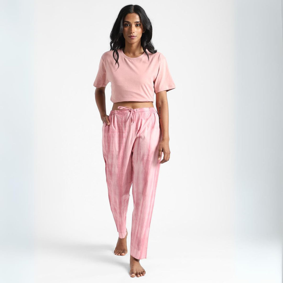 Women's Cotton Tie & Dye Slim Fit Pants | Summer Clothing | Sea Pink