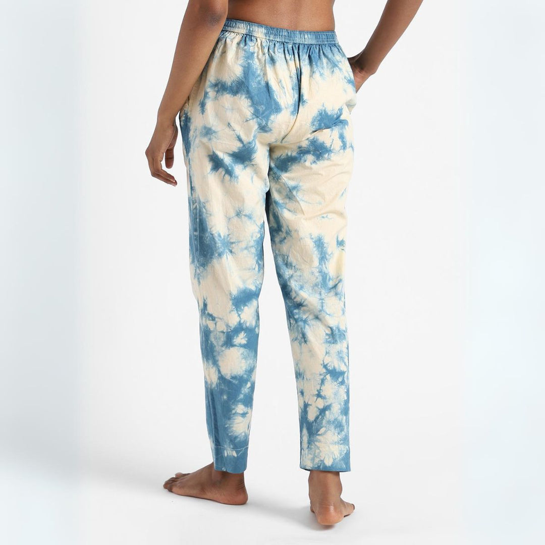 Women's Cotton Tie & Dye Slim Fit Pants | Summer Clothing | Tufts Blue