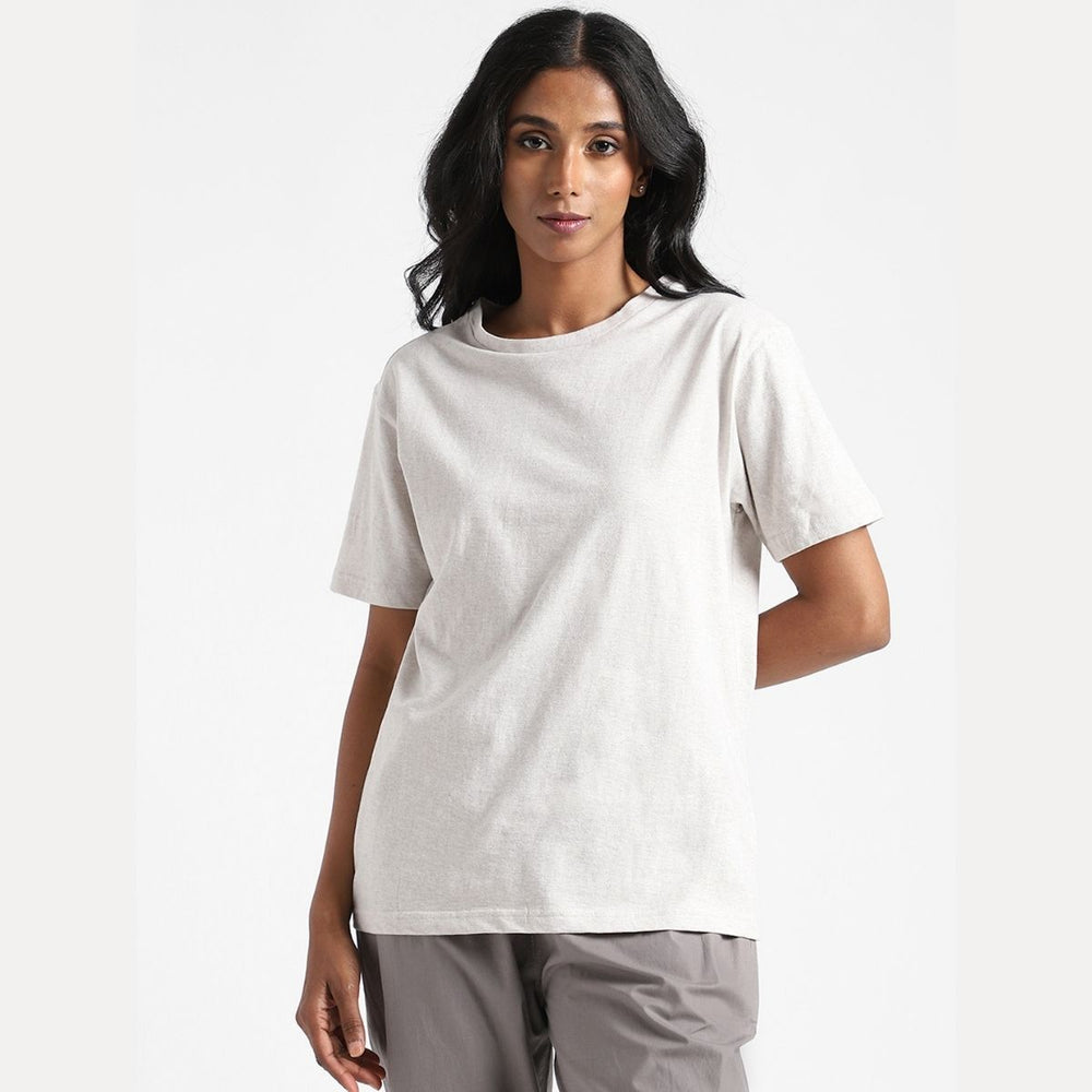 Women's Round Neck T-shirt | Cotton | Comfort Fit | Alabaster White