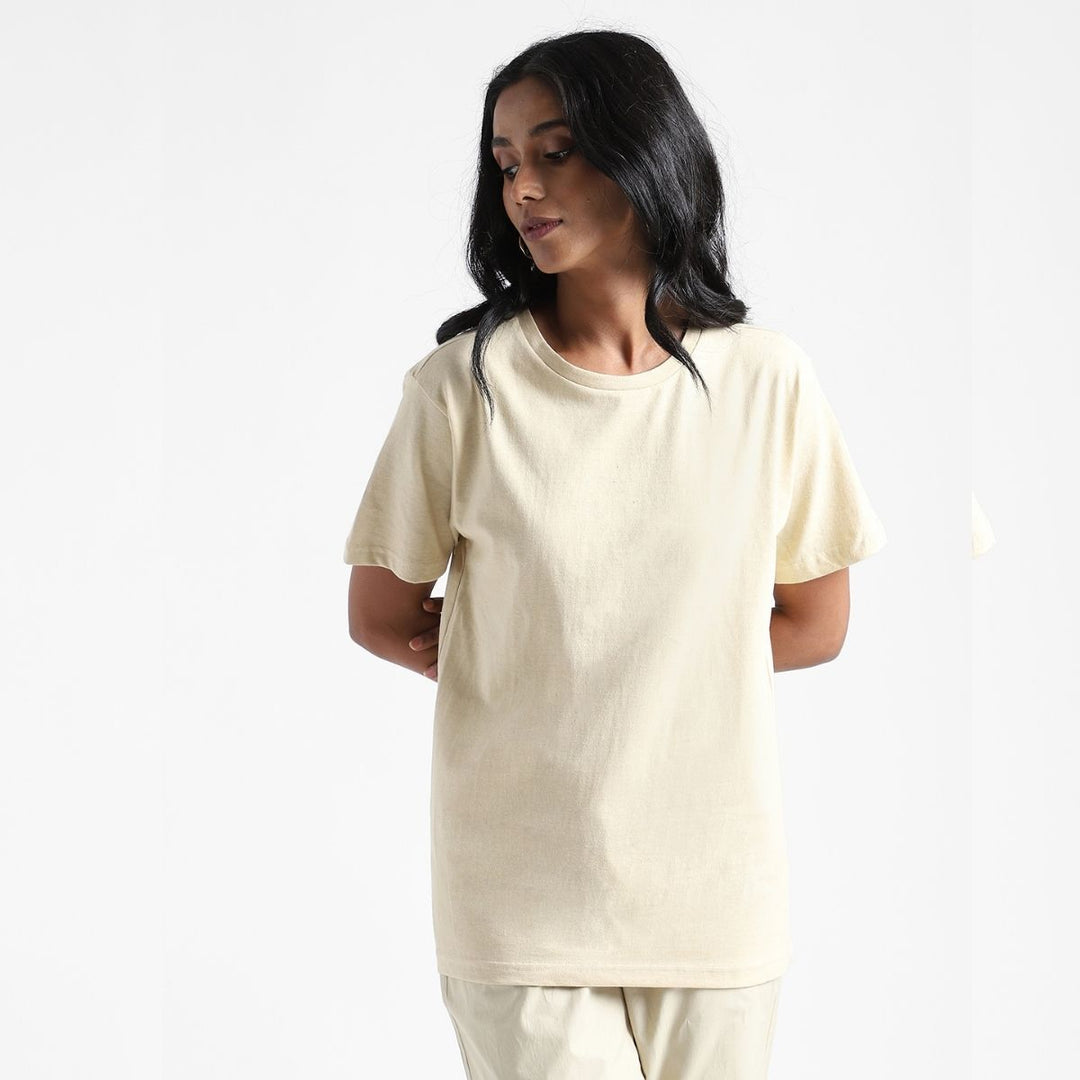 Women's Round Neck T-shirt | Cotton | Comfort Fit | Buttermilk Yellow
