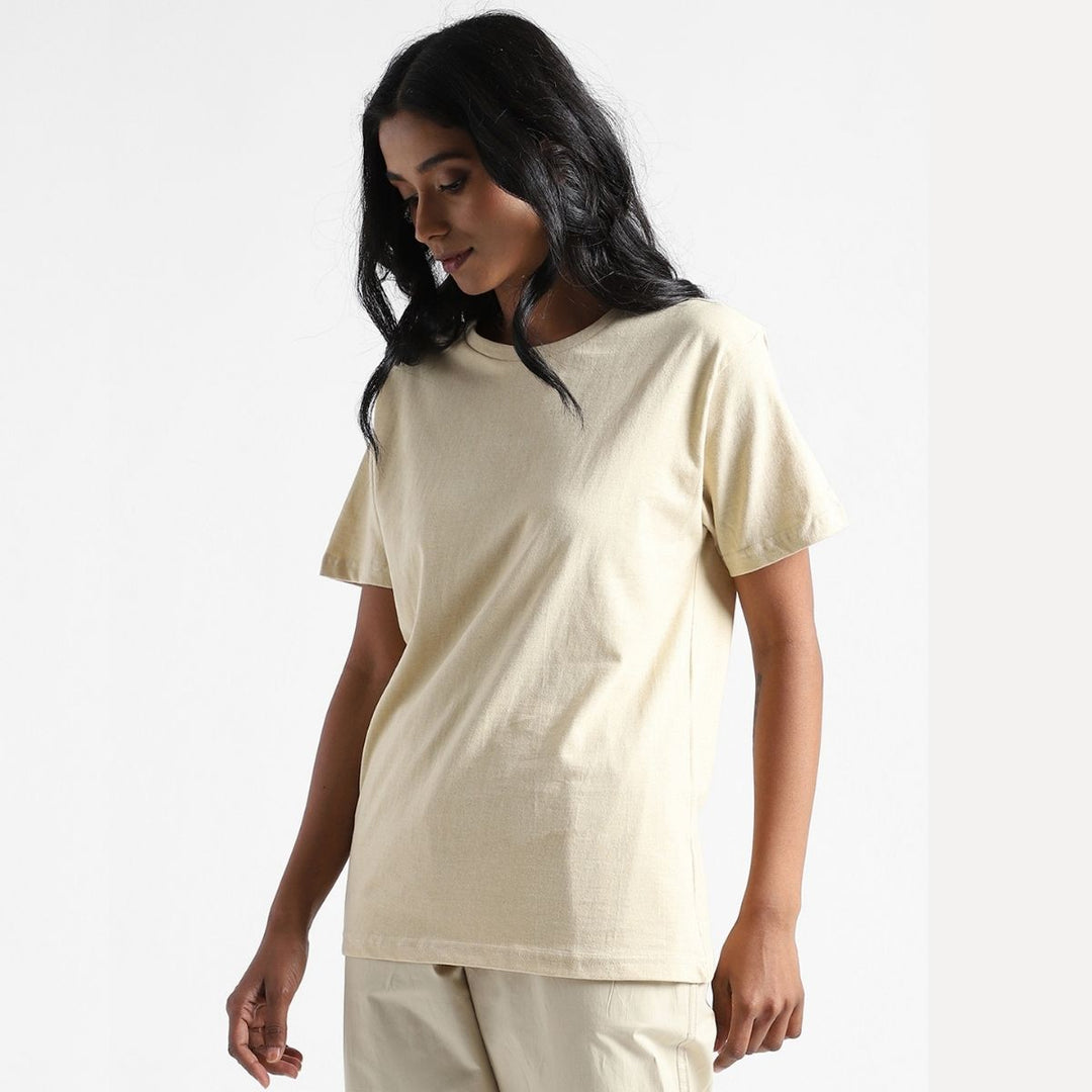 Women's Round Neck T-shirt | Cotton | Comfort Fit | Buttermilk Yellow