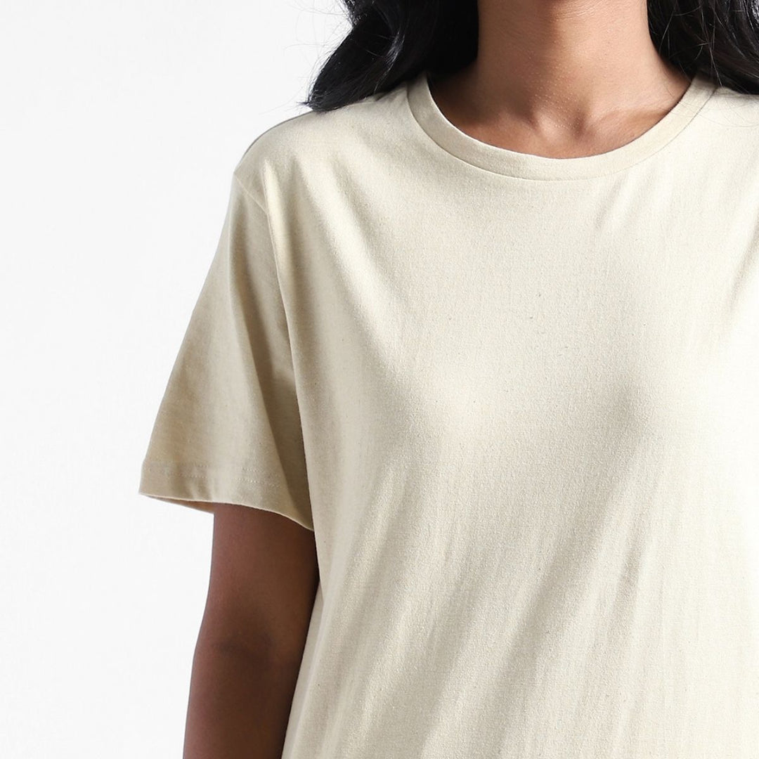 Women's Round Neck T-shirt | Cotton | Comfort Fit | Buttermilk Yellow