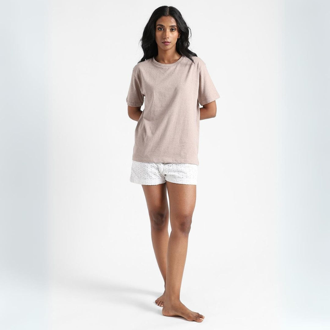 Women's Round Neck T-shirt | Premium Cotton | Comfort Fit | Oatmeal