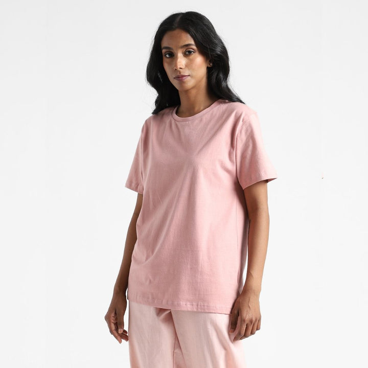Women's Round Neck T-shirt | Premium Cotton | Comfort Fit | Sea Pink