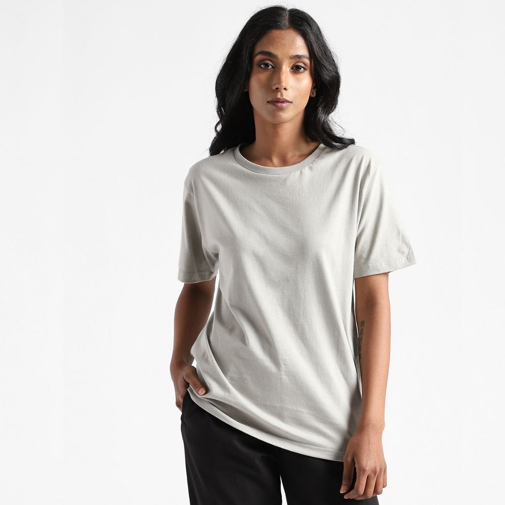 Women's Round Neck T-shirt | Soft Cotton | Comfort Fit | Silver Grey