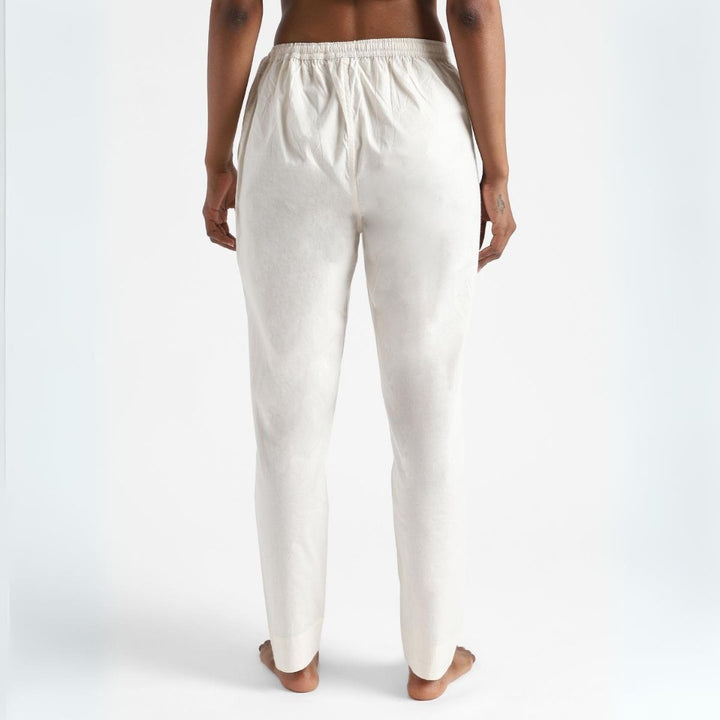 Women's White Slim Fit Kurti Pants | Cotton | Tapered Fit | Lightweight