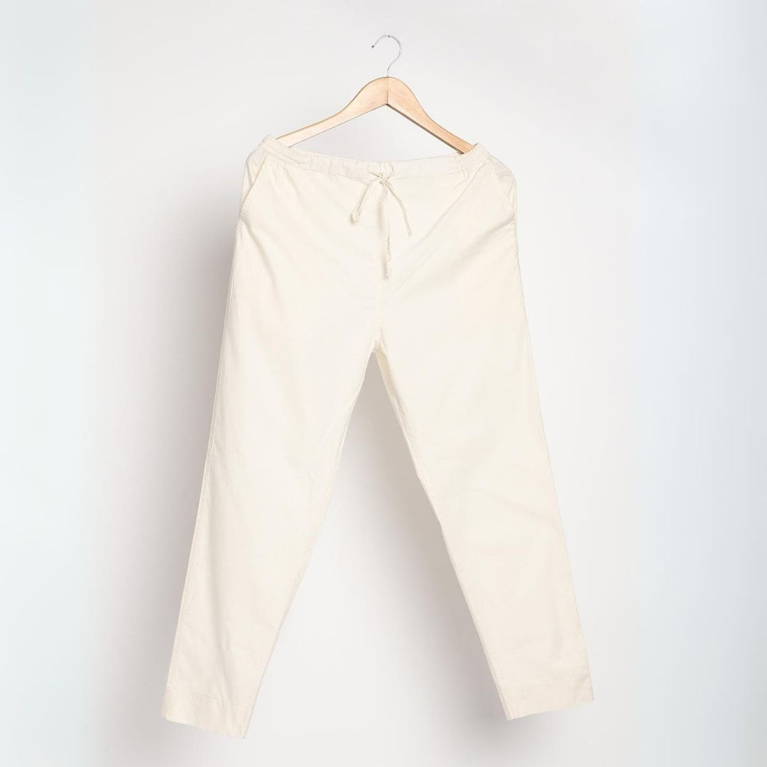 Women's White Slim Fit Kurti Pants | Cotton | Tapered Fit | Lightweight