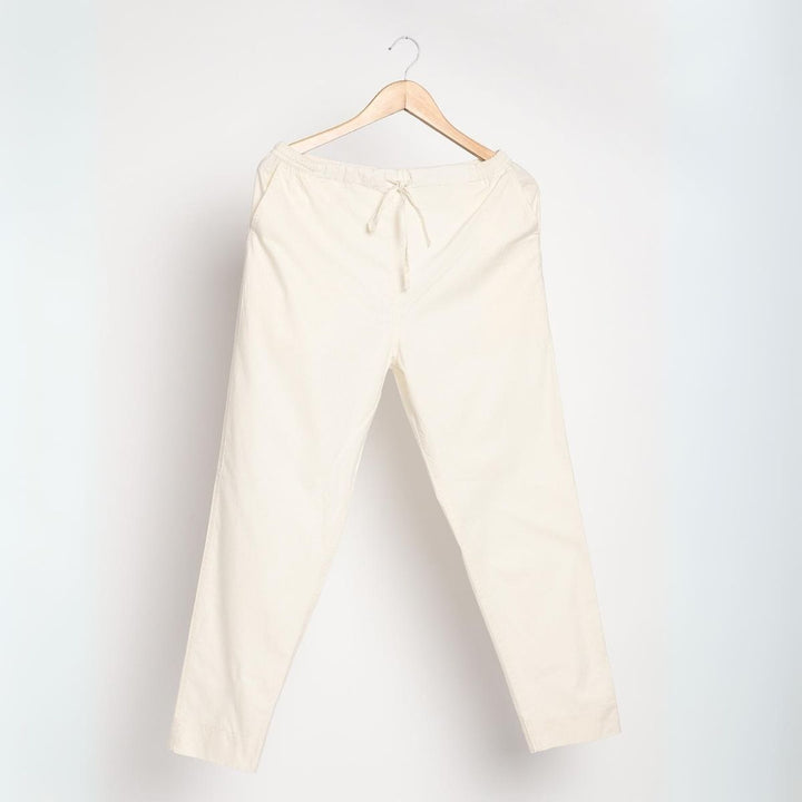 Women's White Slim Fit Kurti Pants | Cotton | Tapered Fit | Lightweight