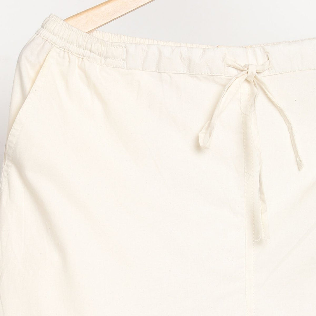 Women's White Slim Fit Kurti Pants | Cotton | Tapered Fit | Lightweight