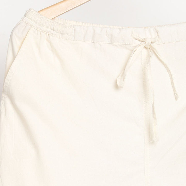 Women's White Slim Fit Kurti Pants | Cotton | Tapered Fit | Lightweight