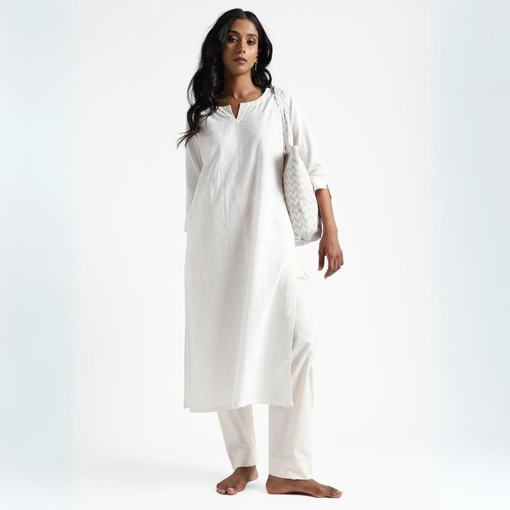 Women's White Slim Fit Kurti Pants | Cotton | Tapered Fit | Lightweight