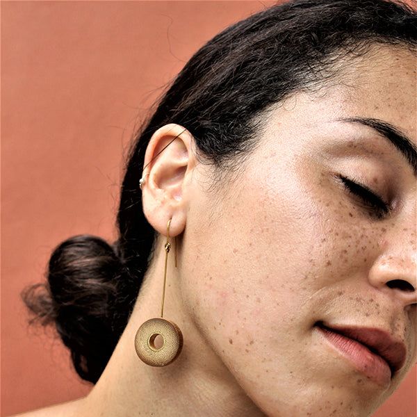 Drop Disc Ear Dangler | Consciously Made | Recycled Brass And Bamboo | Minimalistic Look