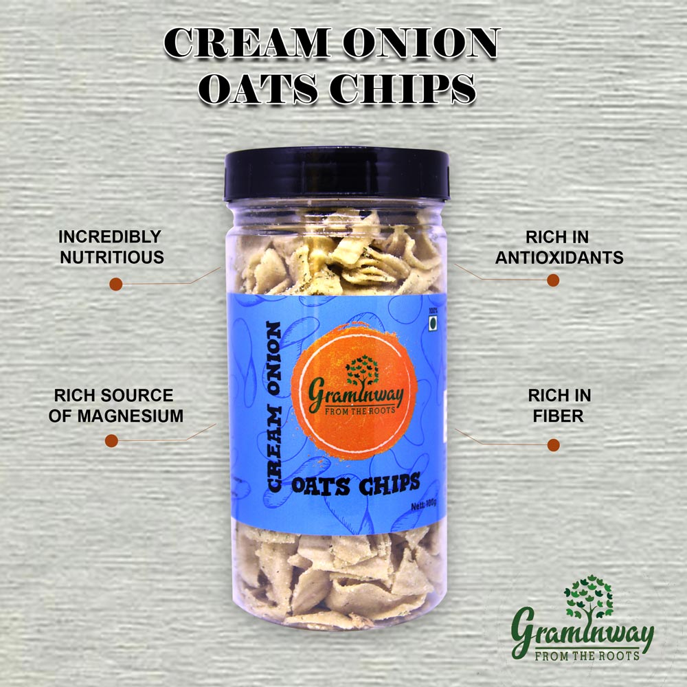 Cream Onion Oats Chips | Farmer Sourced Oats | Chemical Free Snacking | 100 GM