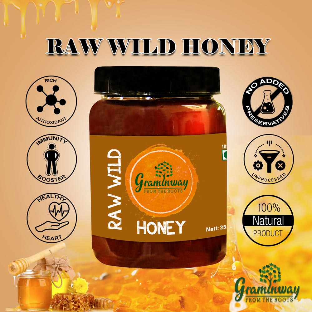 Raw Wild Honey | Natural & Unprocessed | Ethically Extracted | 350 GM