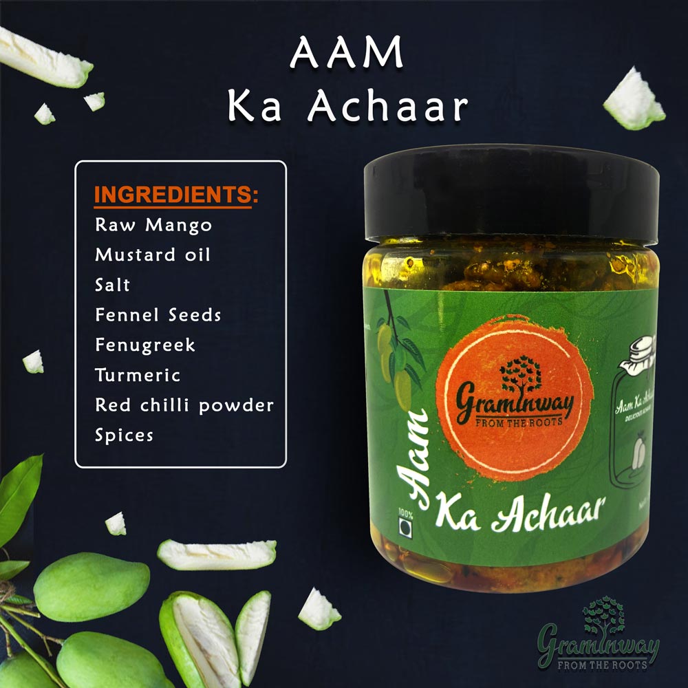 Aam Ka Achar | Made of Hand Picked Mangoes | Savoury Pickle | Bottle of 200 GM