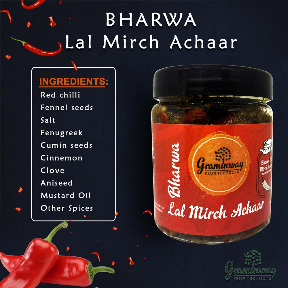 Bharwa Lal Mirch Achar | Slow & Sun-Dried Red Chilli Savoury Pickle | Bottle of 200 GM