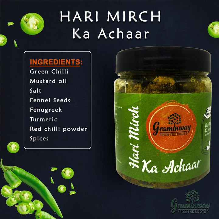 Hari Mirch Achar | Rajasthani Marwari Style | Sourced from Patna | Bottle of 200 GM